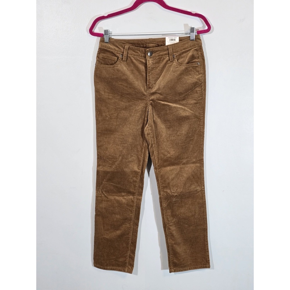 NWT Style & Co Brown Corduroy Pants Size 6P Petite Cotton Spandex Straight Leg